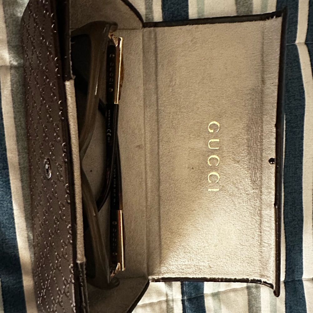 Gucci Dark Brown Embossed Eyewear Case